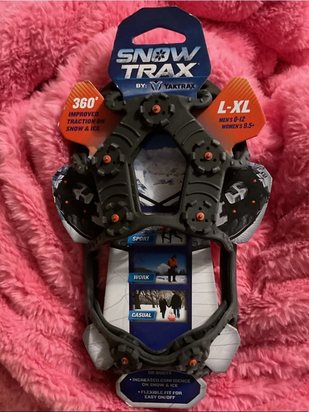 Snow Trax by Men's L-XL Black Traction Cleats for Snow & Ice